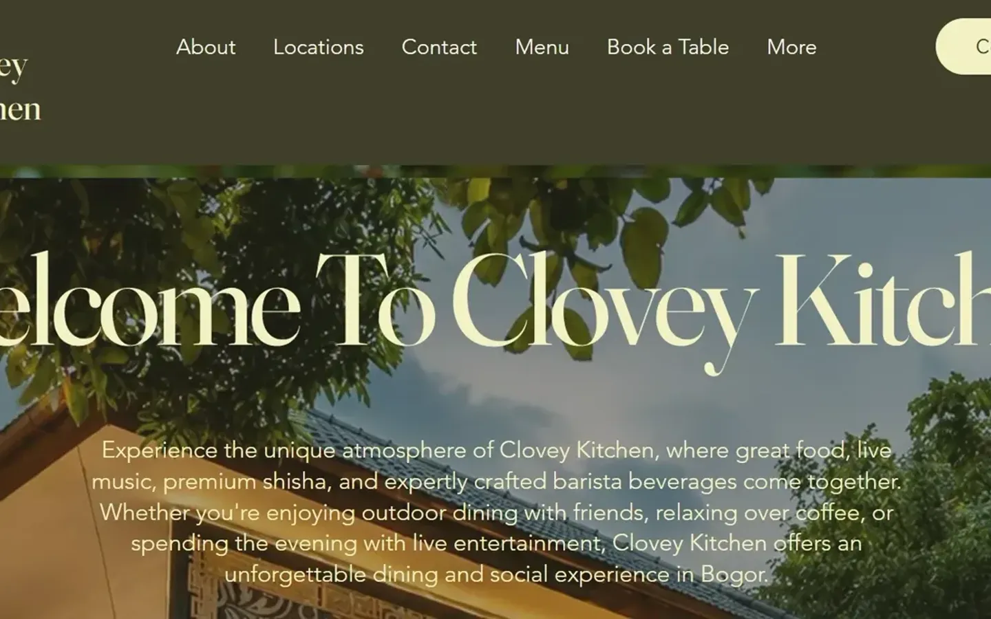 Clovey Kitchen, restaurant website