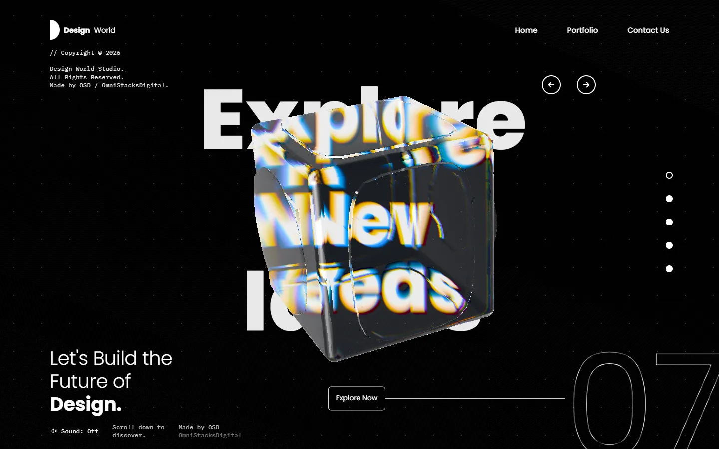 Design World, interactive studio website