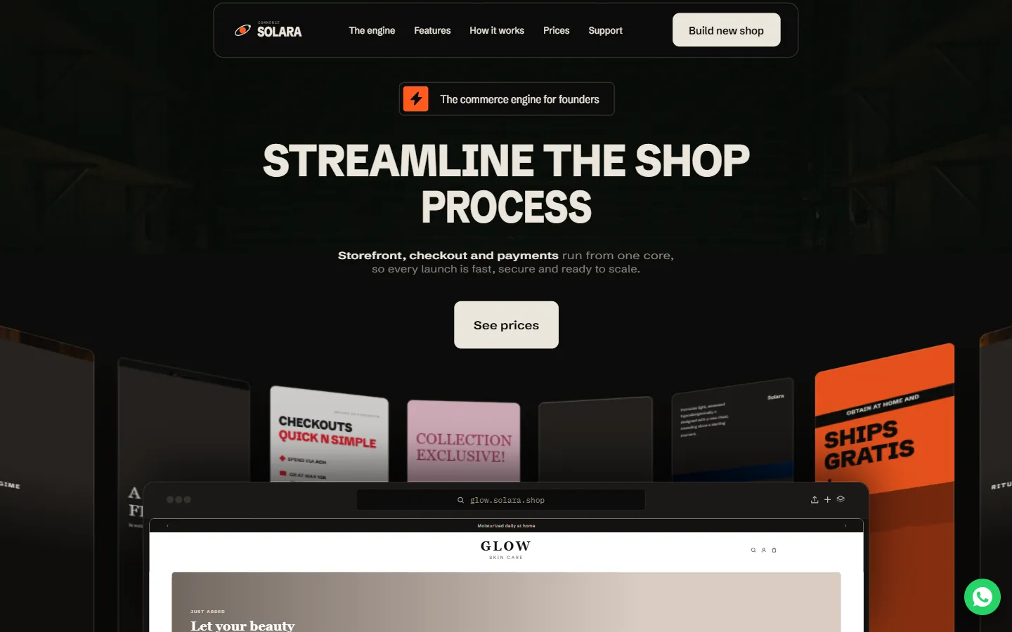 Solara, commerce platform website